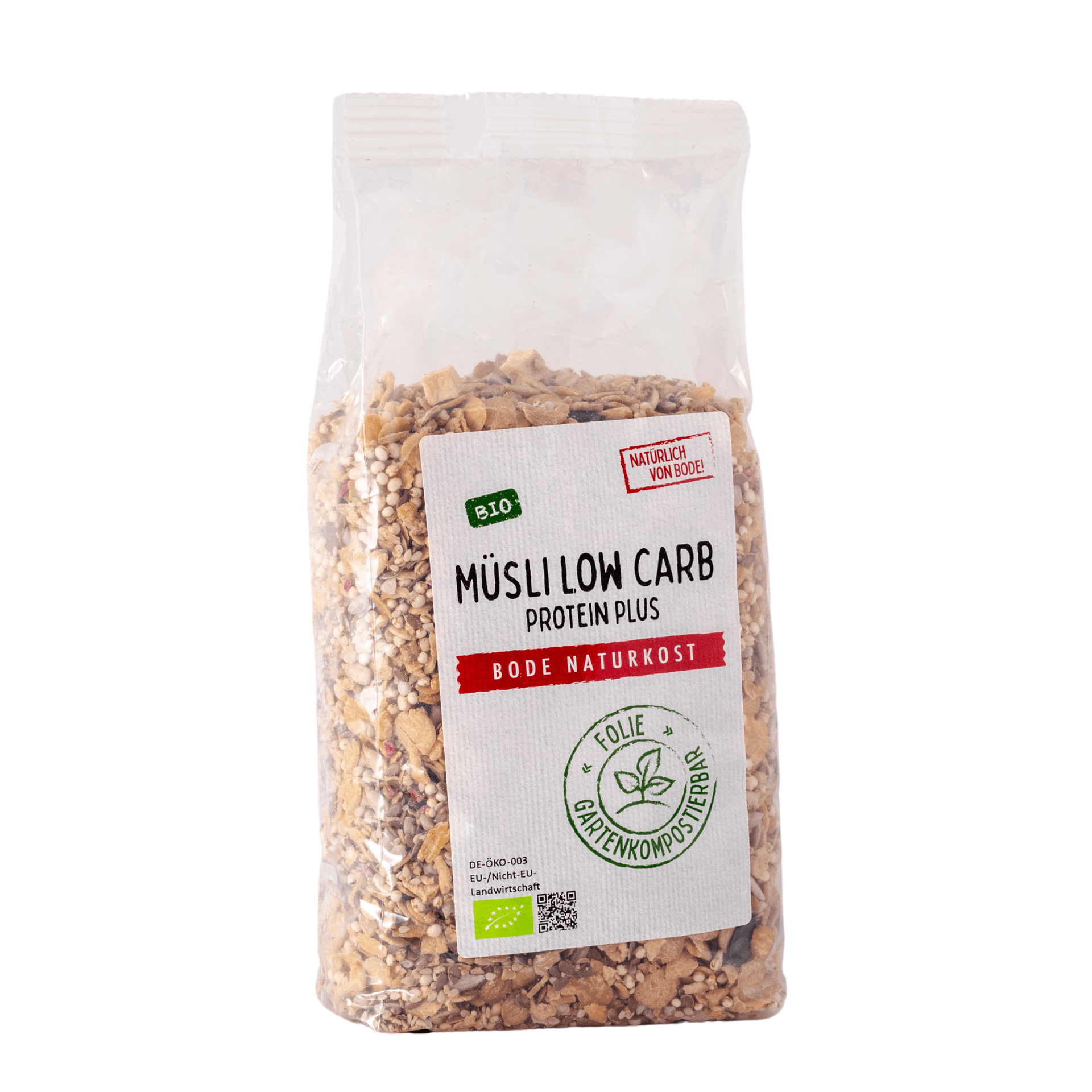 Müesli Low Carb Protein plus Biologique, sachet compostable 6x500g