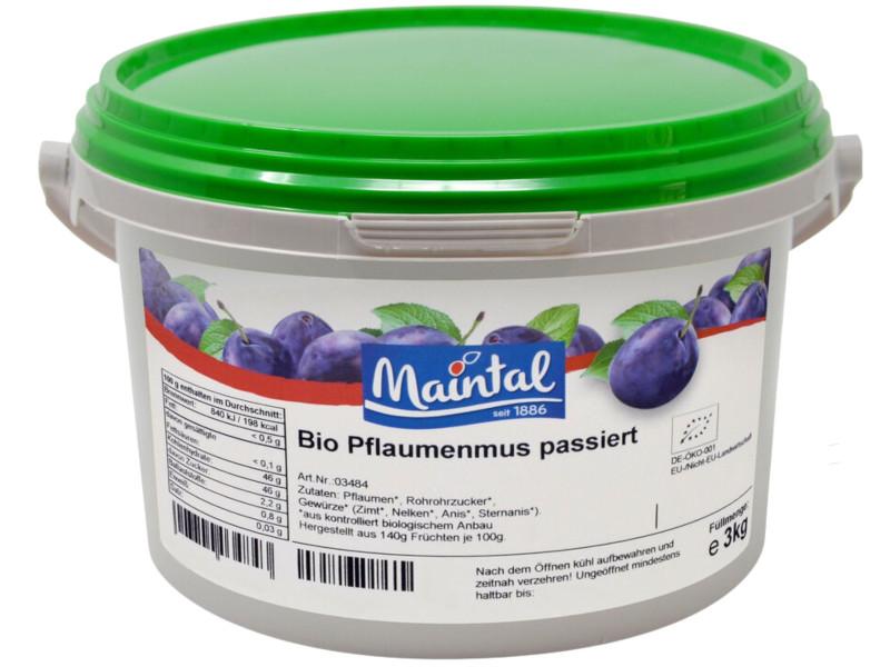 Purée de pruneaux bio passée Maintal 3 kg avec sucre de betterave bio allemand