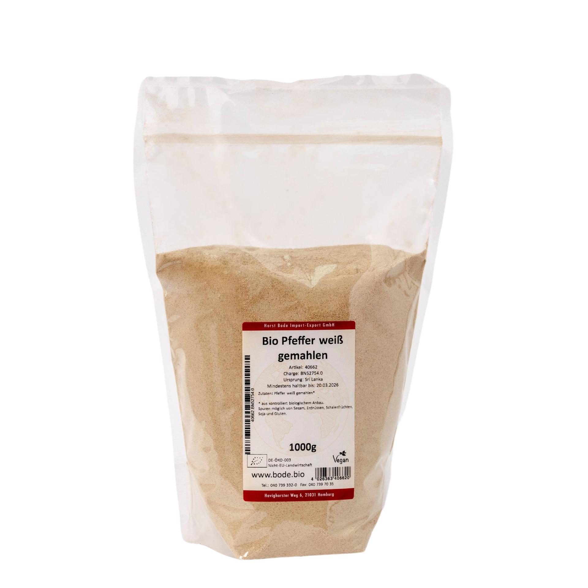 Poivre blanc moulu Bio 1kg