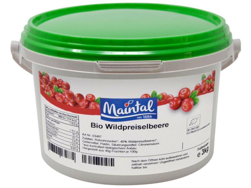 Préparation de fruits aux airelles sauvages bio Maintal 3kg avec sucre bio allemand