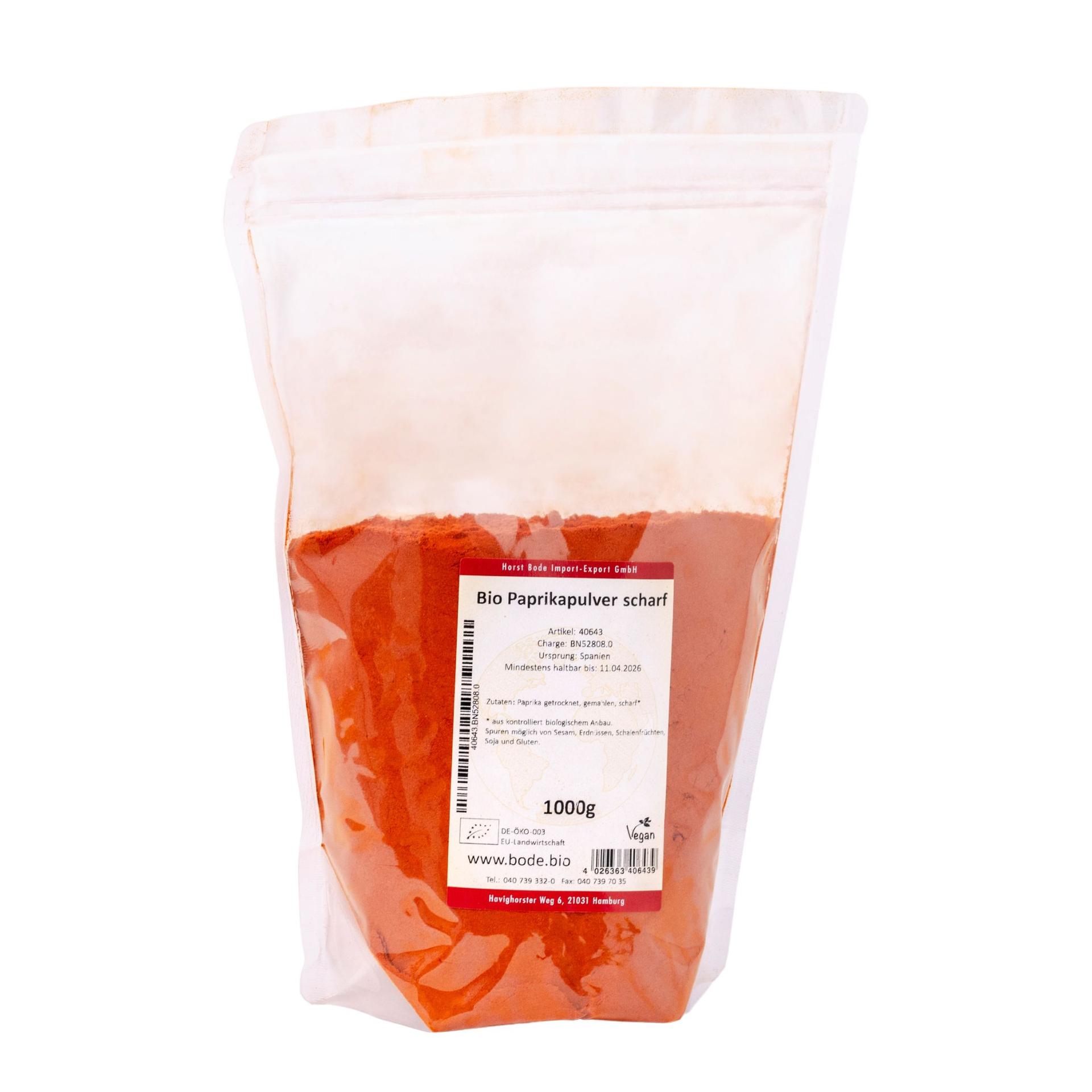 Poudre de paprika fort biologique 1kg