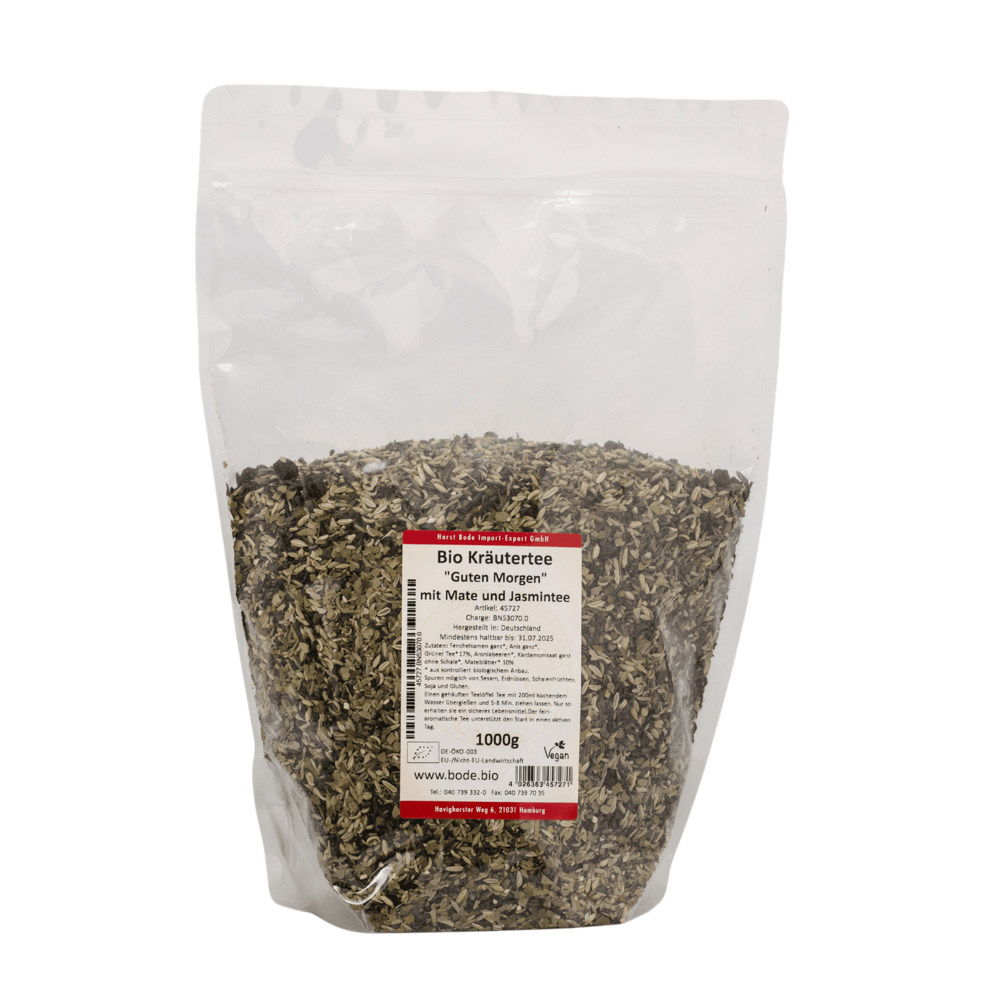 Tisane aux herbes "Bonjour" bio avec thé au maté et au jasmin 1kg