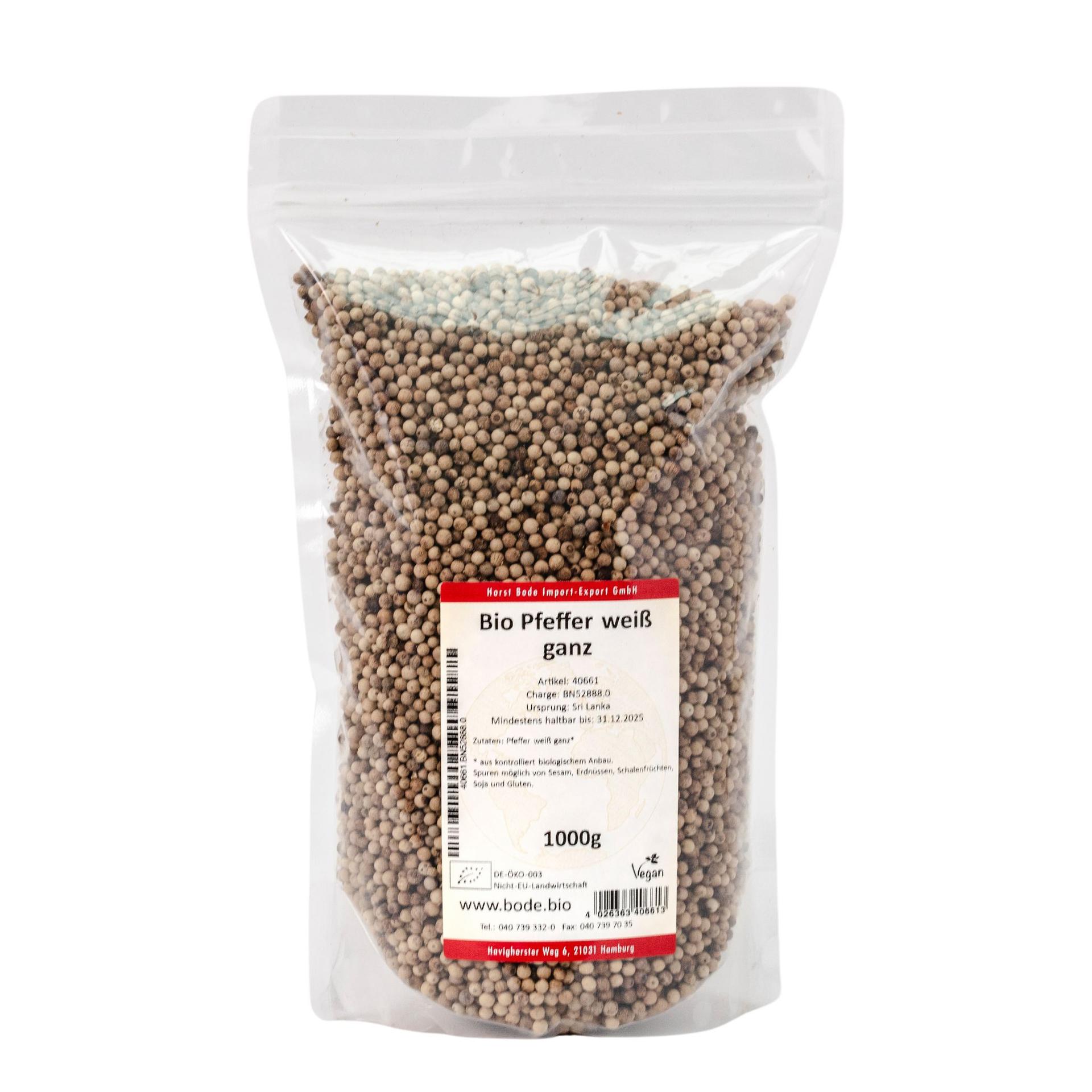 Poivre blanc entier Biologique 1kg