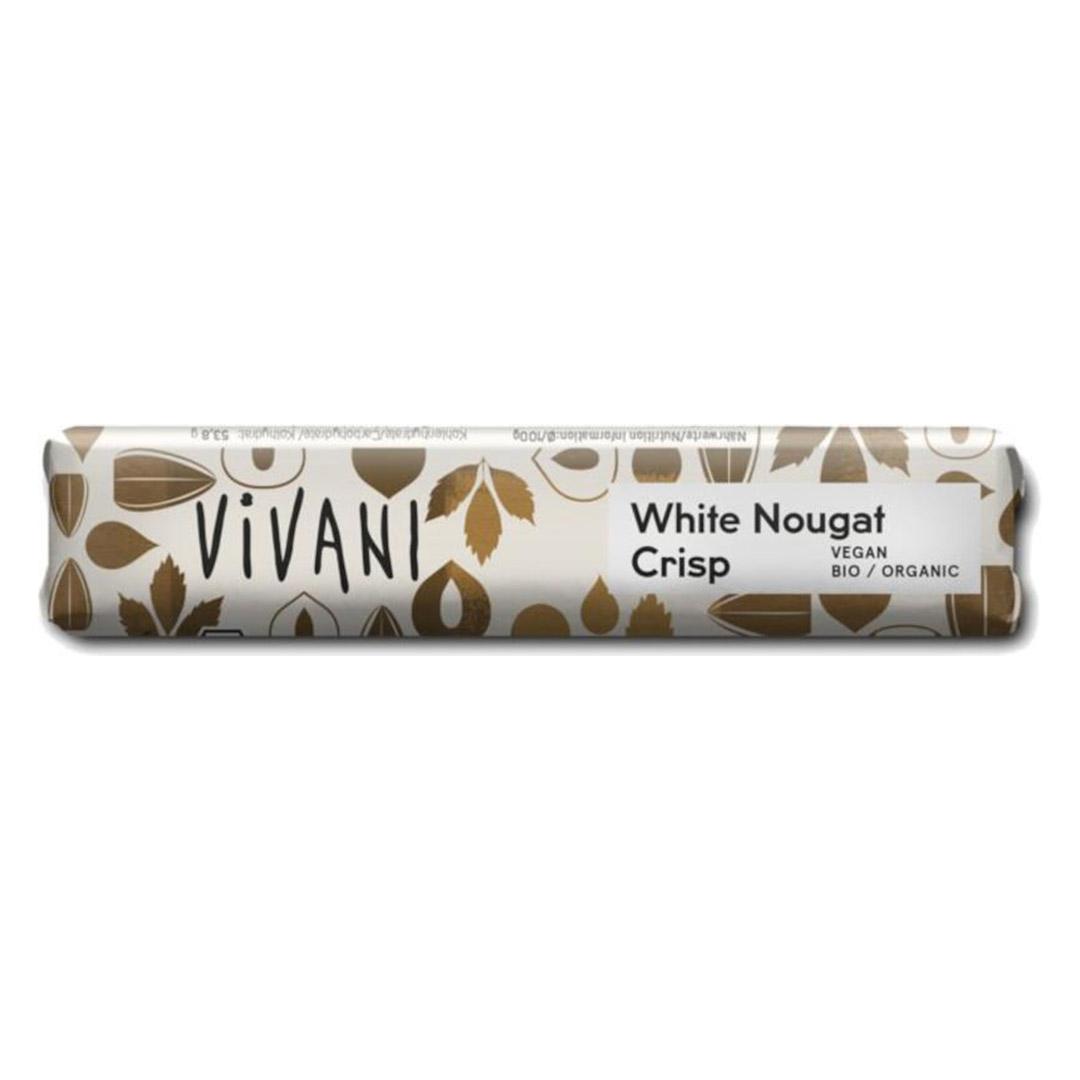 Barre chocolatée White Nougat Crisp au lait de riz bio Vivani 18x35g