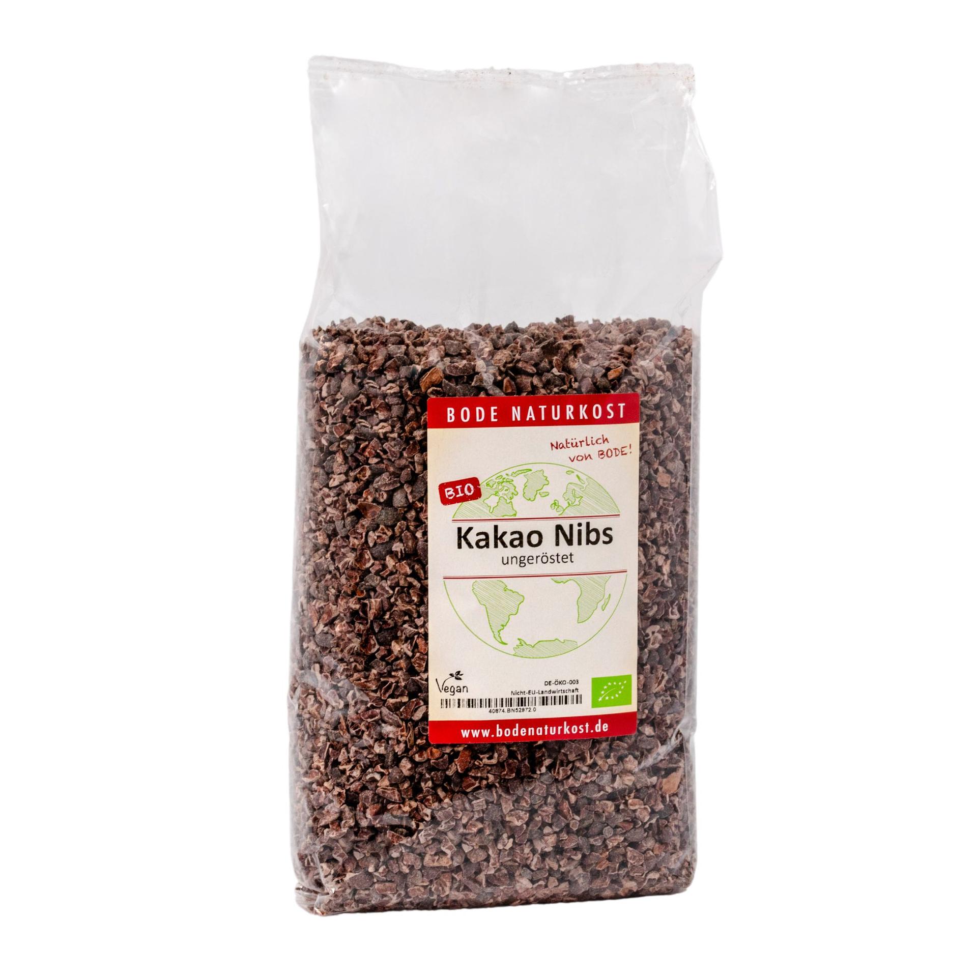 Éclats de fèves de cacao bio non torréfiés 1kg