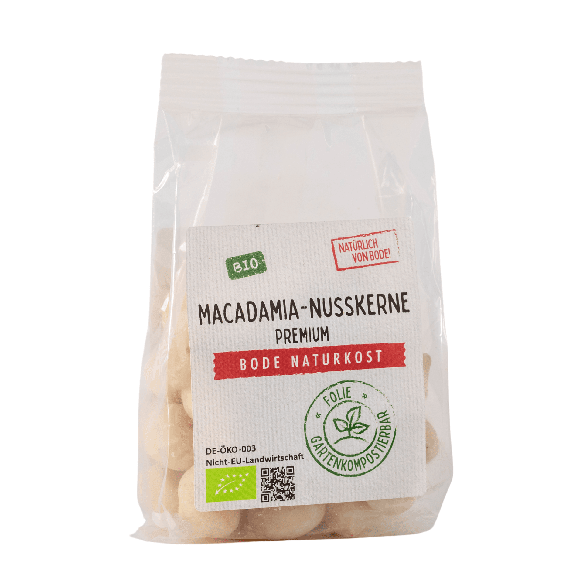 Noix de macadamia crues bio Premium, sachet compostable 6x100g