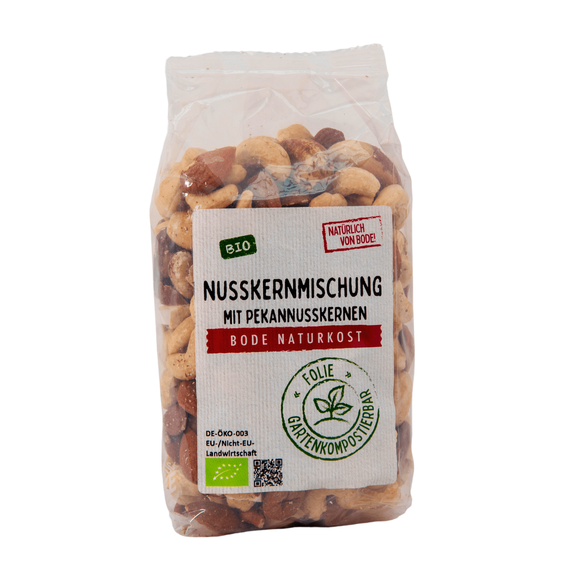 Mélange de noyaux bio avec noyaux de Pecan, sachet compostable 6x250g