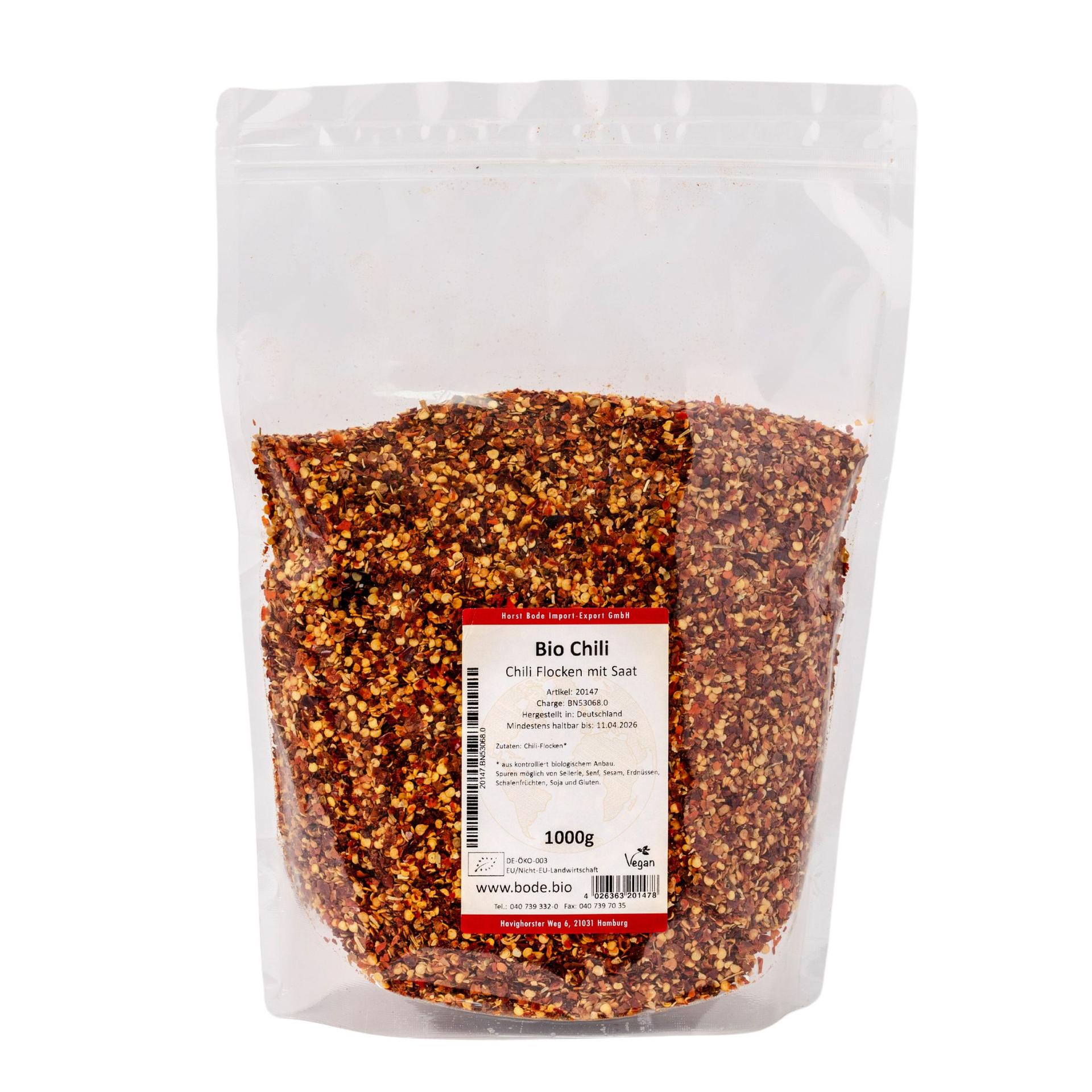 Piment concassé avec graines bio 1kg