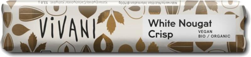 Barre chocolatée White Nougat Crisp au lait de riz bio Vivani 18x35g