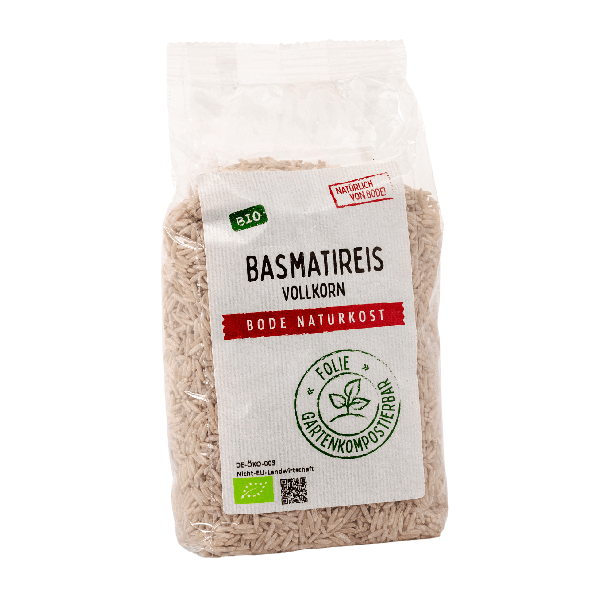 Riz Basmati complet biologique, sac compostable de jardin 6x500g